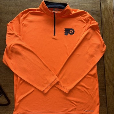 Philadelphia Flyers 1/4 Zip￼ Light Fleece Orange NHL Flyers Name On The Back L