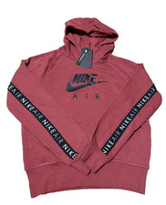 Nike Air Women's Medium Sportswear Club Fleece Pullover Hoodie Fuschia/White