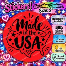 40 MADE IN USA STICKERS 2" LABELS THANK YOU PARTY FAVOR UNITED STATES OF AMERICA