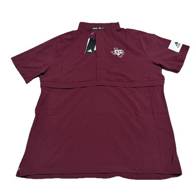 adidas Texas A&M Aggies Woven 1/4 Zip Short Sleeve Pullover Men's Medium NWT