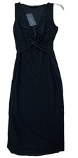 21 Saints Size S NWT Black Deep V Sleeveless Bodycon Dress Sexy Minimalist Party
