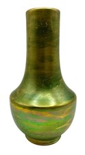 Antique Porcelain Vase Green Gold Metallic Ir...