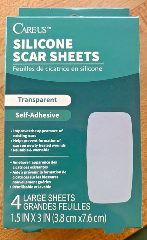 Careus Silicone Scar Sheets Transparent Self-Adhesive 4Large Sheets (1.5”x3”)