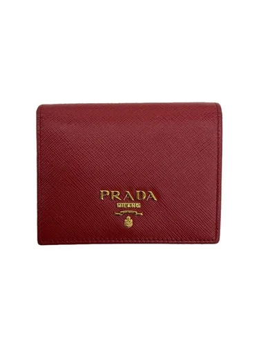 PRADA Portefeuille Pliable 2 Cuir Rouge Unie Femme Occasion