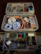 Classic Plastic Sewing Box With 2 Trays Clear PLUS sewing Notions