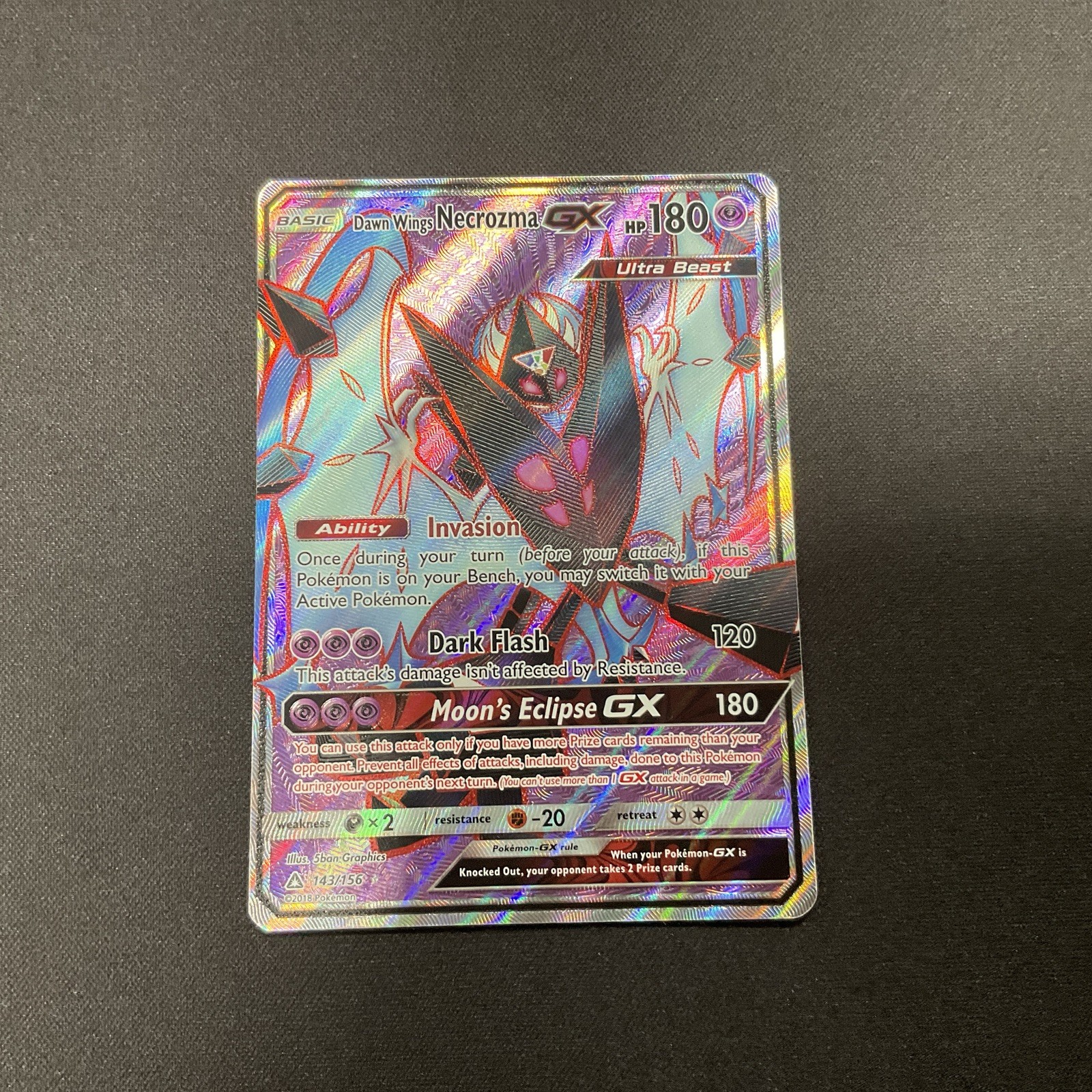 Dawn Wings Necrozma GX 143/156 Ultra Prism Ultra Rare Holo Lightly Played