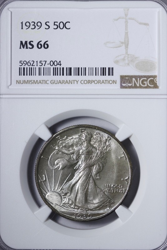 BU 1939-S Walking Liberty Half Dollar NGC MS66 UGHBM