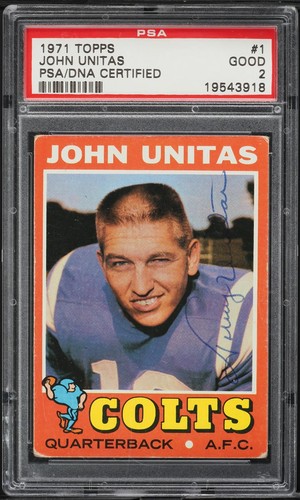 1971 Topps Johnny Unitas PSA 2 auto signed football card