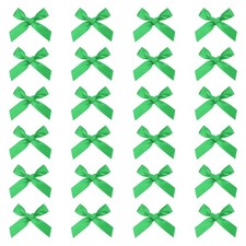 80 Pcs Mini Ribbon Bow 1.8 Inch Mini Fabric Satin Ribbon Green