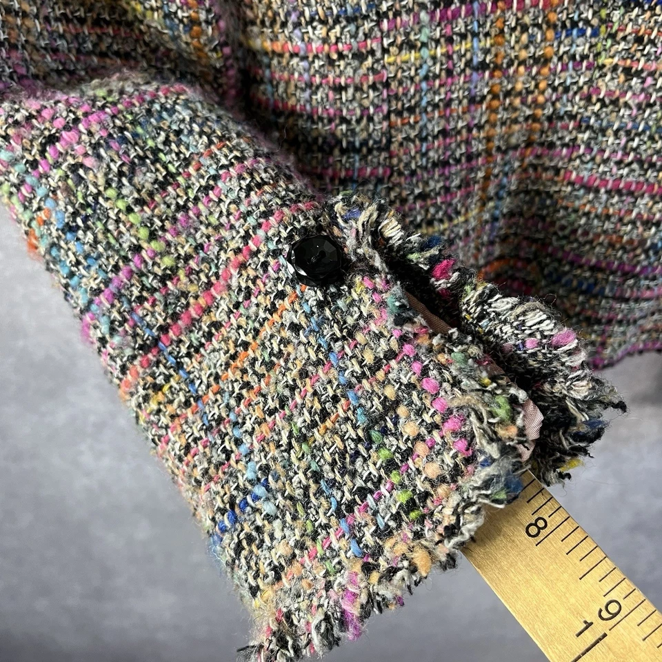 Блейзер женский Trina Turk 2 шерстяная смесь многоцветный твид опрятный укороченный разделенный рукав - Изображение 2 из 4