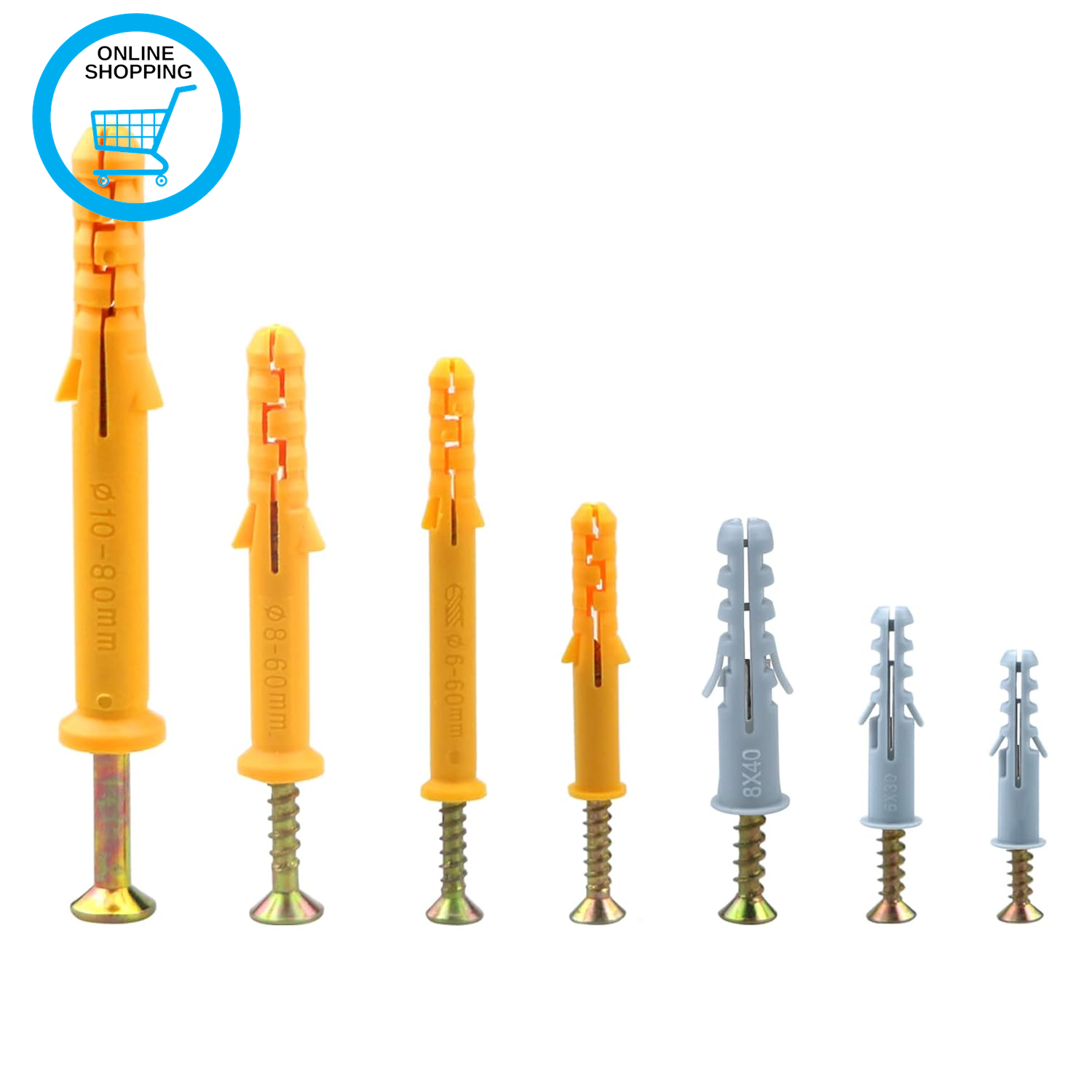 270 Pcs Screws and Wall Plugs Set,Anchor Bolts for Masonry、Brick、Concrete (M5/6/