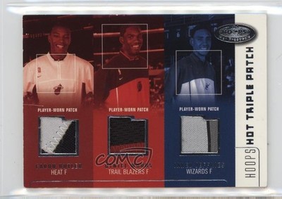 2002 Hoops Hot Prospects 17/75 Caron Butler #TP-BWJ Rookie Triple Patch RC 4f5