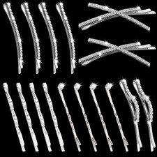 16 Pieces Silver Rhinestone Bobby Pins Set X-Shaped Crystal Hair Clips for Weddi