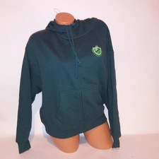 Victoria Secret PINK Hoodie Sweater XS Dark Green Solid Logo Oversized Loose Fit