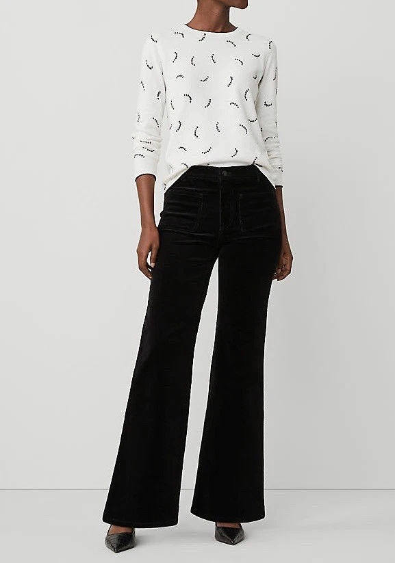 Pantalón Acampanado Ann Taylor The Patch Bolsillo Pana Talla 8 Negro Nuevo Foto 2 de 4