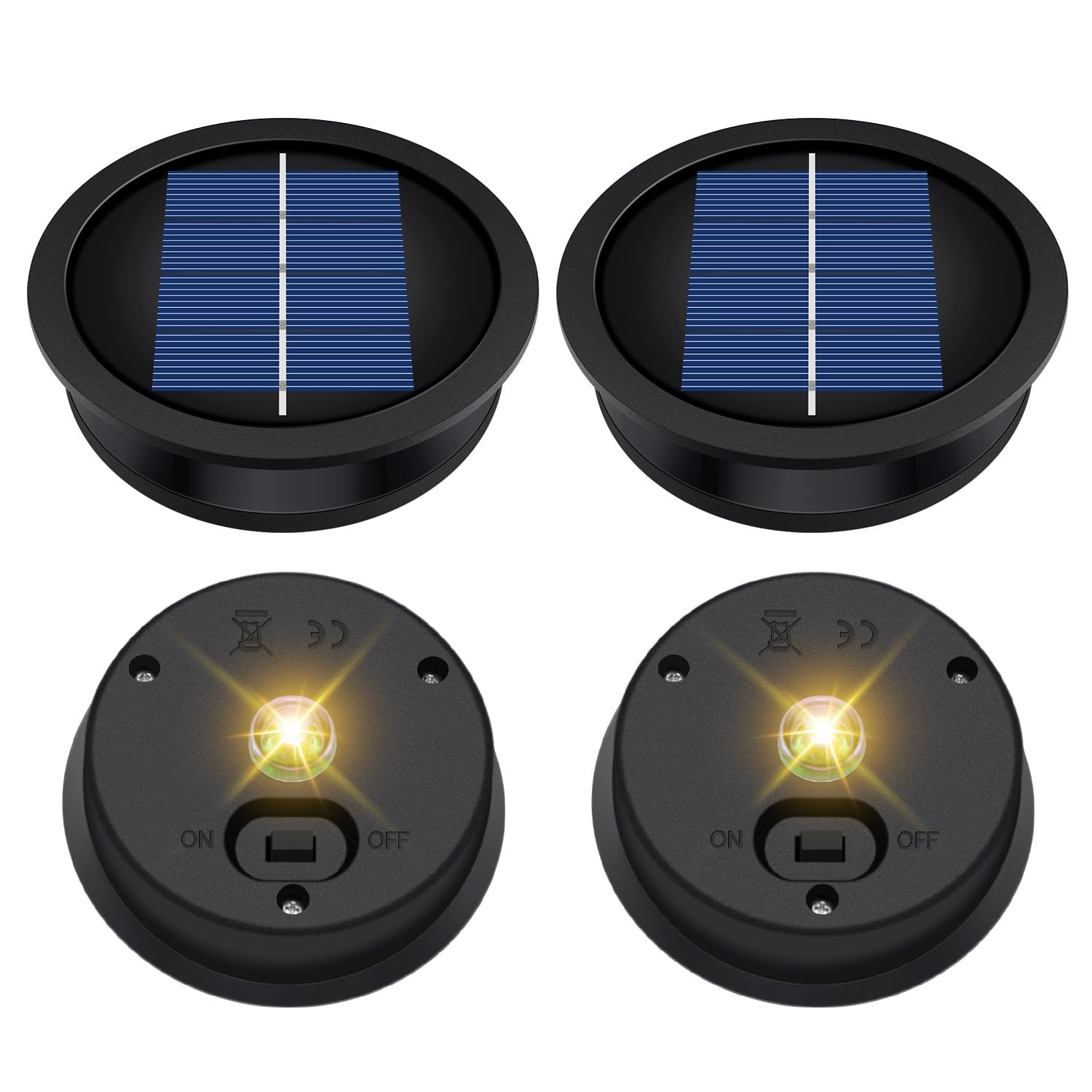 Daknswte 4 Pack Solar Light Replacement Top, Panel for Outdoor Black 