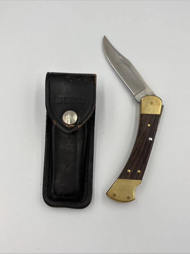 Buck USA 110  Lockback Knife 4 Dot Vintage 1981-1986.  Black Sheath - Image 2 of 4