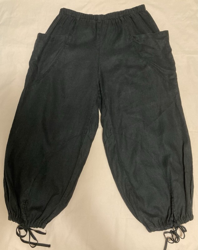 black  - KLEEN - linen Boho Hippie 100% Linen Pants, Pockets Medium Good cond