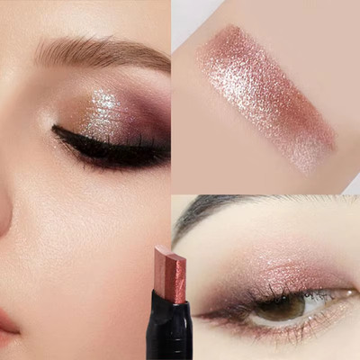 Glitter Double Color Gradient Eyeshadow Stick Pencil Two Tone Shimmer Metallic L