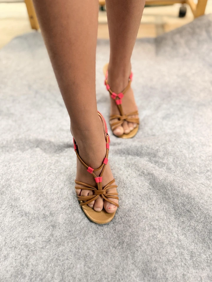 Coach Lana High Heel Shoes Womens Size 6.5 M Brown Pink Strappy Sandals Q1880 - Image 2 of 4