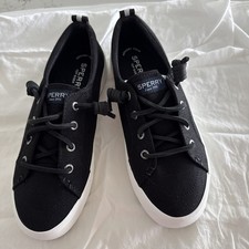 Woman's Sneakers Shoes Sperry Crest Vibe Linen Black Size 6.5 NIB