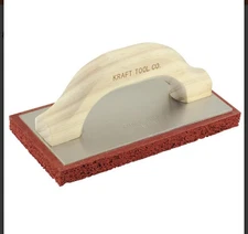 Kraft Tool Rubber Float PL374 Coarse Cell Red Rubber with Wood Handle.