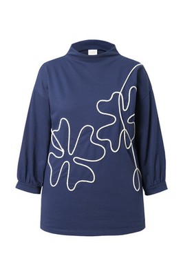 Ulla Popken Damen große Größen Sweatshirt Kordel Stehkragen 3 4 Arm