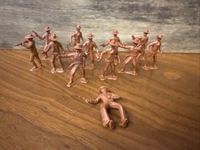 Vintage Marx Western Town Play Set Figures In Brown Lot of 12