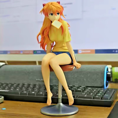 25cm Anime Asuka Langley PVC Action Figure Statue Desk Model Ornament