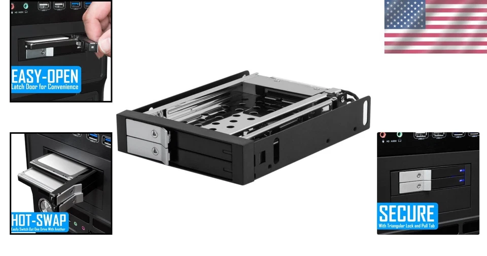 Hot Swap Mobile Rack for Dual 2.5” SSD/HDD - 6Gbps Internal SATA Enclosure - Image 2 of 4