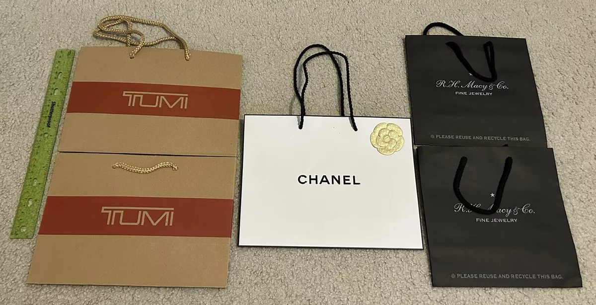 Five Luxury Stores Shopping BAGS ONLY Various Sizes Chanel Tumi Macy's  Jewelry