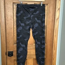 90 Degree By Reflex Womens Blue Camo High Rise Ankle Length Leggings Size XL