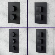 Concealed Matt Black Thermostatic Shower Control Mixer Valve Tap 2 Way | Mel