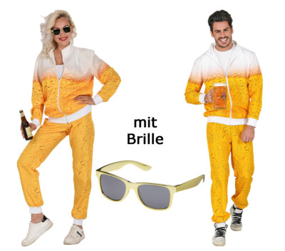 Bier Trainingsanzug für Sie und Ihn  Jogginganzug Gr. S bis 3XL - mit Brille