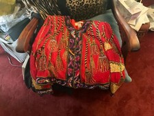 Womens Vintage 90s Niteline Della Roufogali L Red Silk Beaded Jacket Mardi Gras