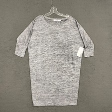 JustFab Sweater Dress Womens XS Gray Oversized Relaxed Short Sleeve Knit Casual