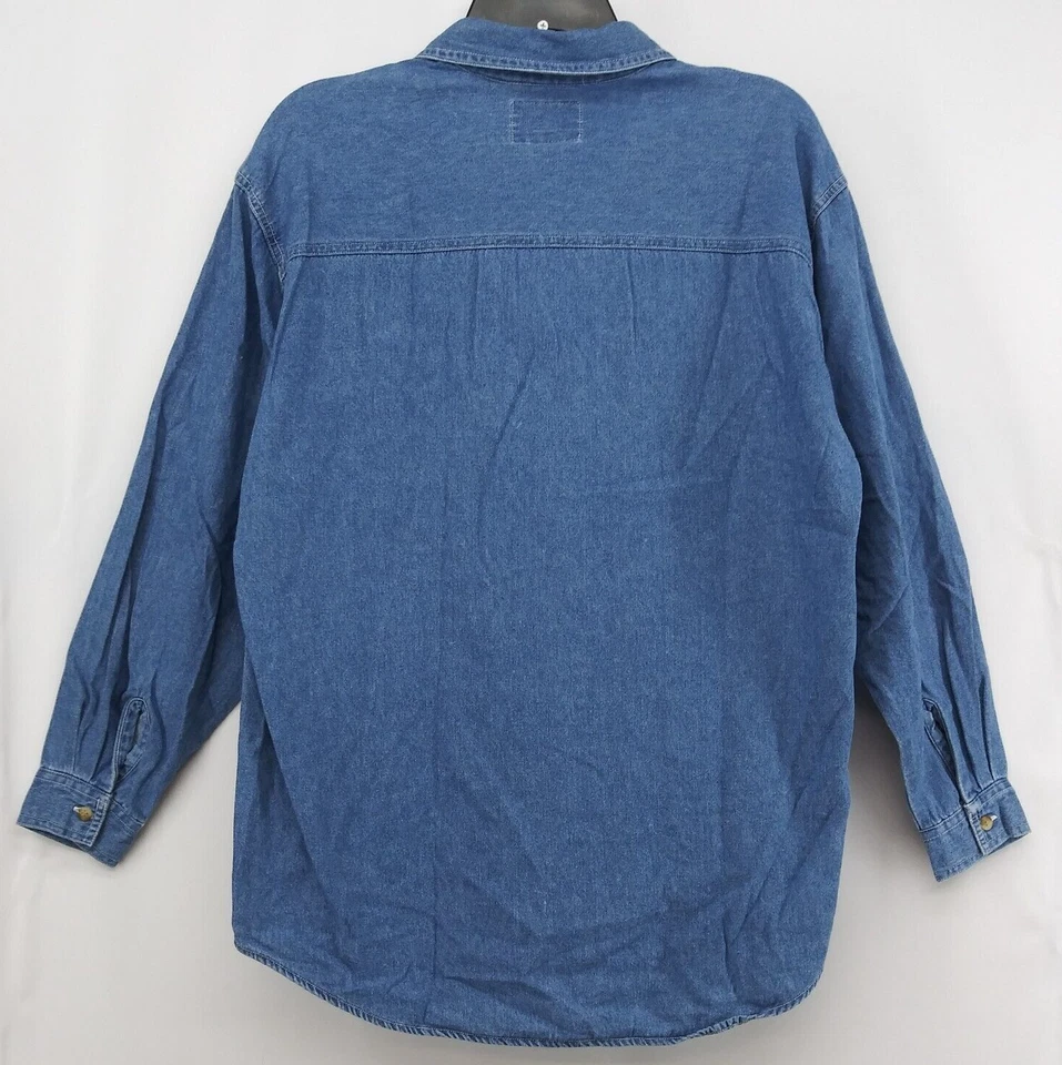 Camisa Quizz Again Mujer M Azul Cuello Manga Larga Navidad Abotonada Top Foto 2 de 4