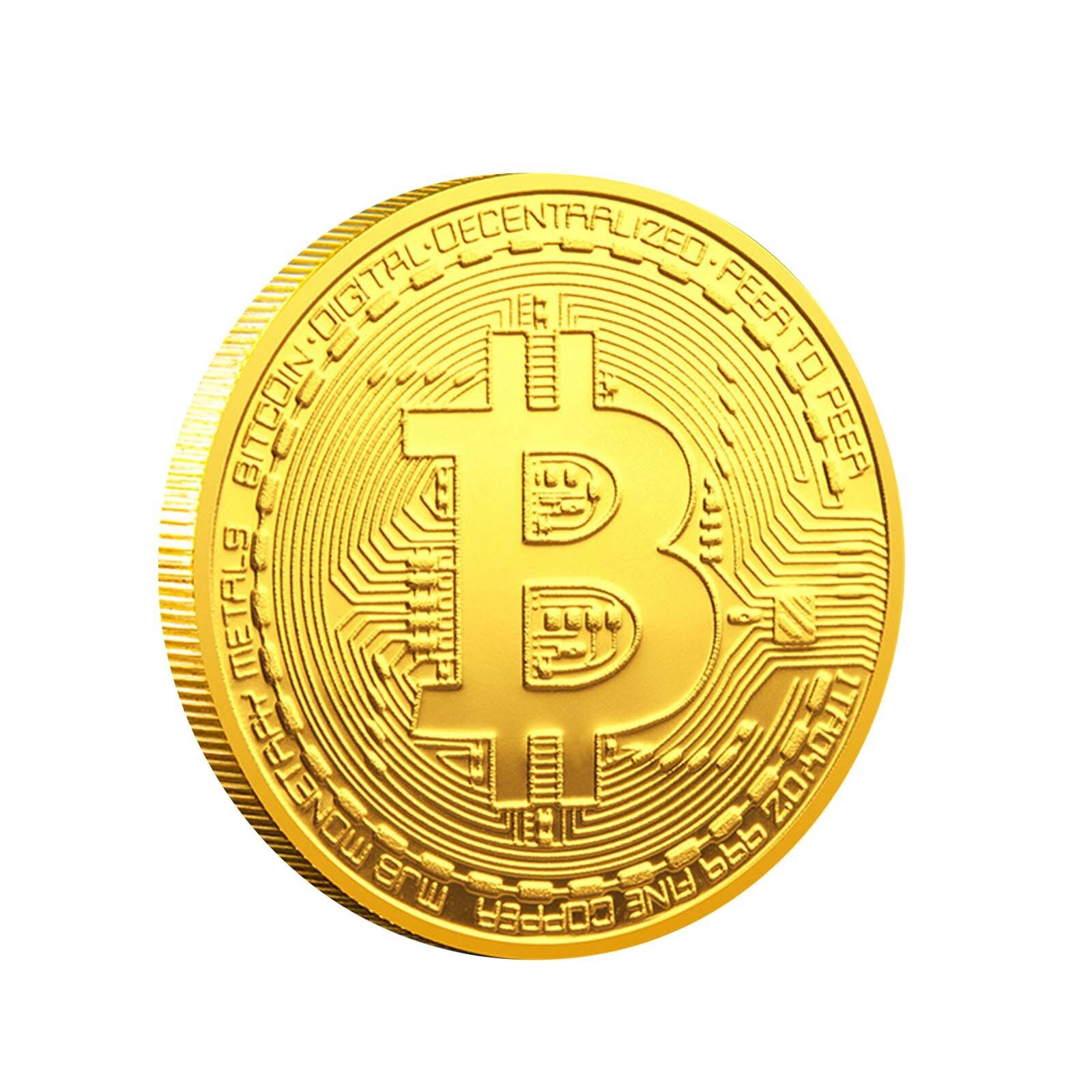 Gold Plated Bitcoin Coin Virtual Crypto Commemorative Medal in Capsule