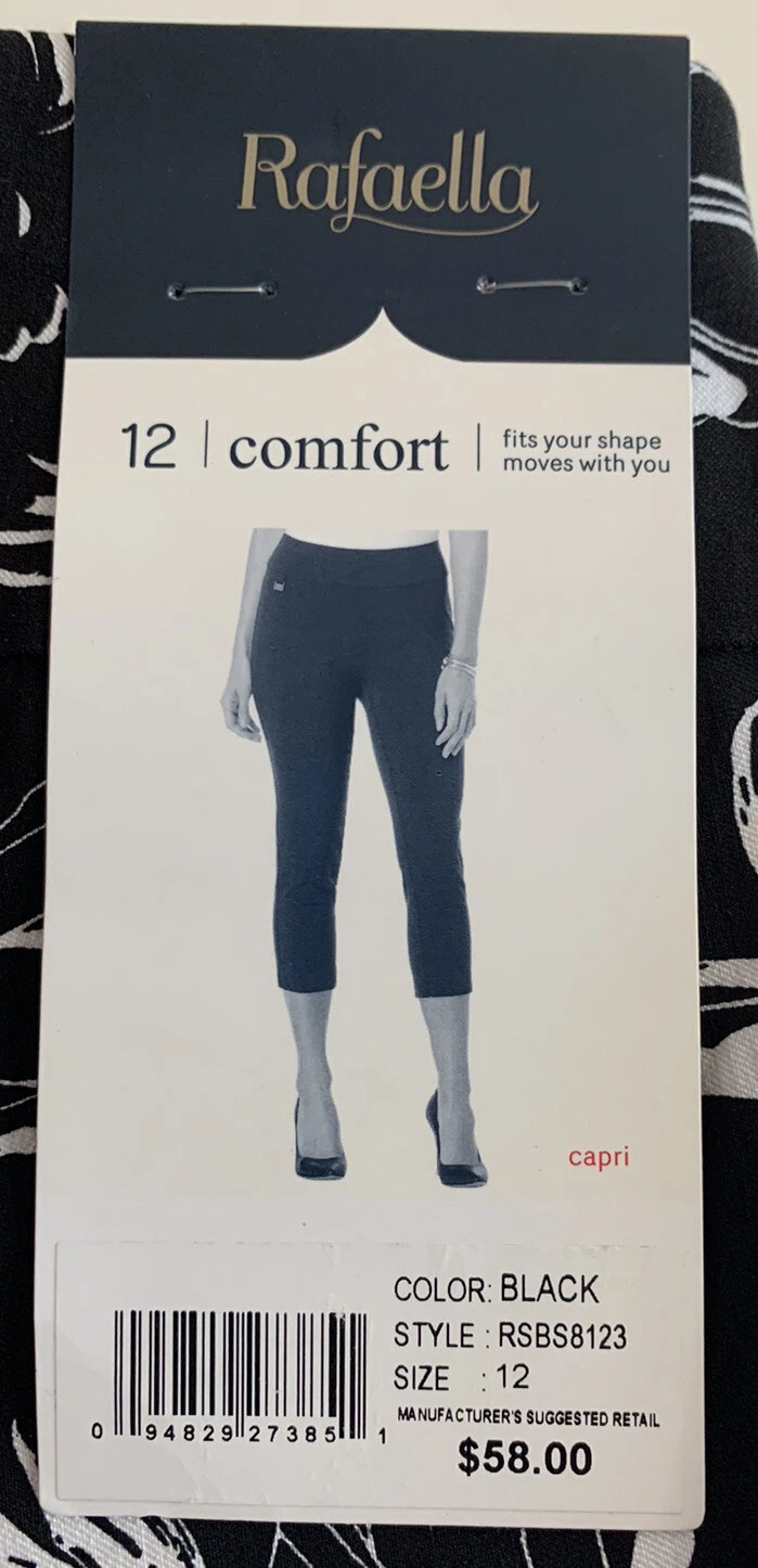 Rafaella Woman’s Size 12 Black Capri Pants Comfort New w/Tags $58.00