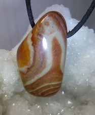 DR. LIESEGANG GEBÄNDERT Trommelstein gebohrt  EDELSTEIN-ANHÄNGER Nr.2