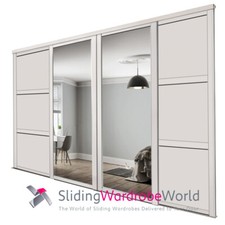Image of SpacePro SHAKER CASHMERE & Mirror Sliding Wardrobe Door Kits  (All sizes) 