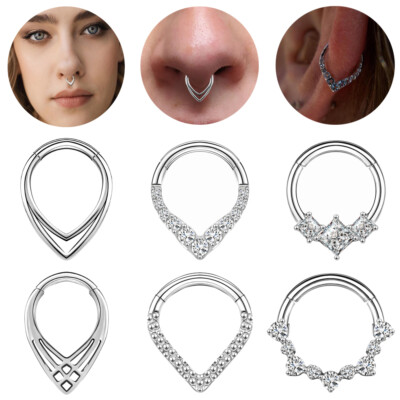 1 PC 16G Titanium Nose Ring Septum Piercing CZ Helix Tragus Piercing Earrings