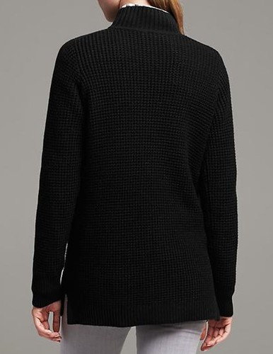 Neu mit Etikett Banana Republic neu $ 89,5 Wolle Kokon Kunstwildleder Patch Waffelpullover S, M, L - Bild 2 von 4