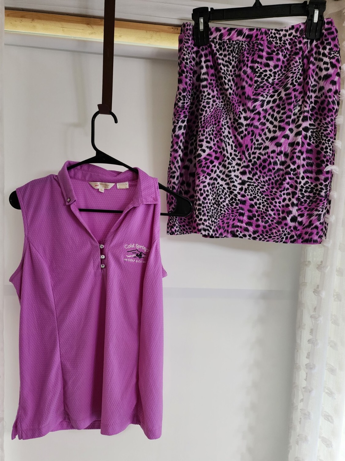 Monterey Club Ladies Women M 2 Piece Purple Cheetah Print Set Of 2 golf
