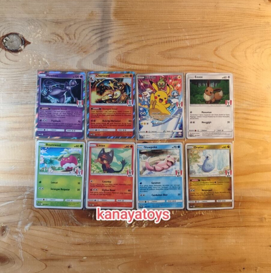 Pokemon KFC PROMO Complete Set 8 Pikachu Charizard Mewtwo Eevee Indonesia 2020