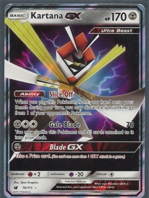 KARTANA GX 70/111 -CRIMSON INVASION Pokemon Card- HOLO-ULTRA RARE