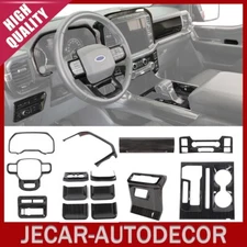 14pcs Black Wood Steering Console Meter Gear Shift Cover Trim For Ford F150 21+