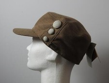 Delux Brown Button Trim Cadet Military Hat Adjustable SM 56cm 2 1/2" Brim W10