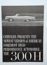 Original 1962 Chrysler 300H Car Sales Brochure Catalog
