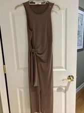 Lanston faux wrap dress coco brown sleeveless knit sz s New USA made
